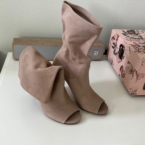 Michael Kors suede peep toe booties.
